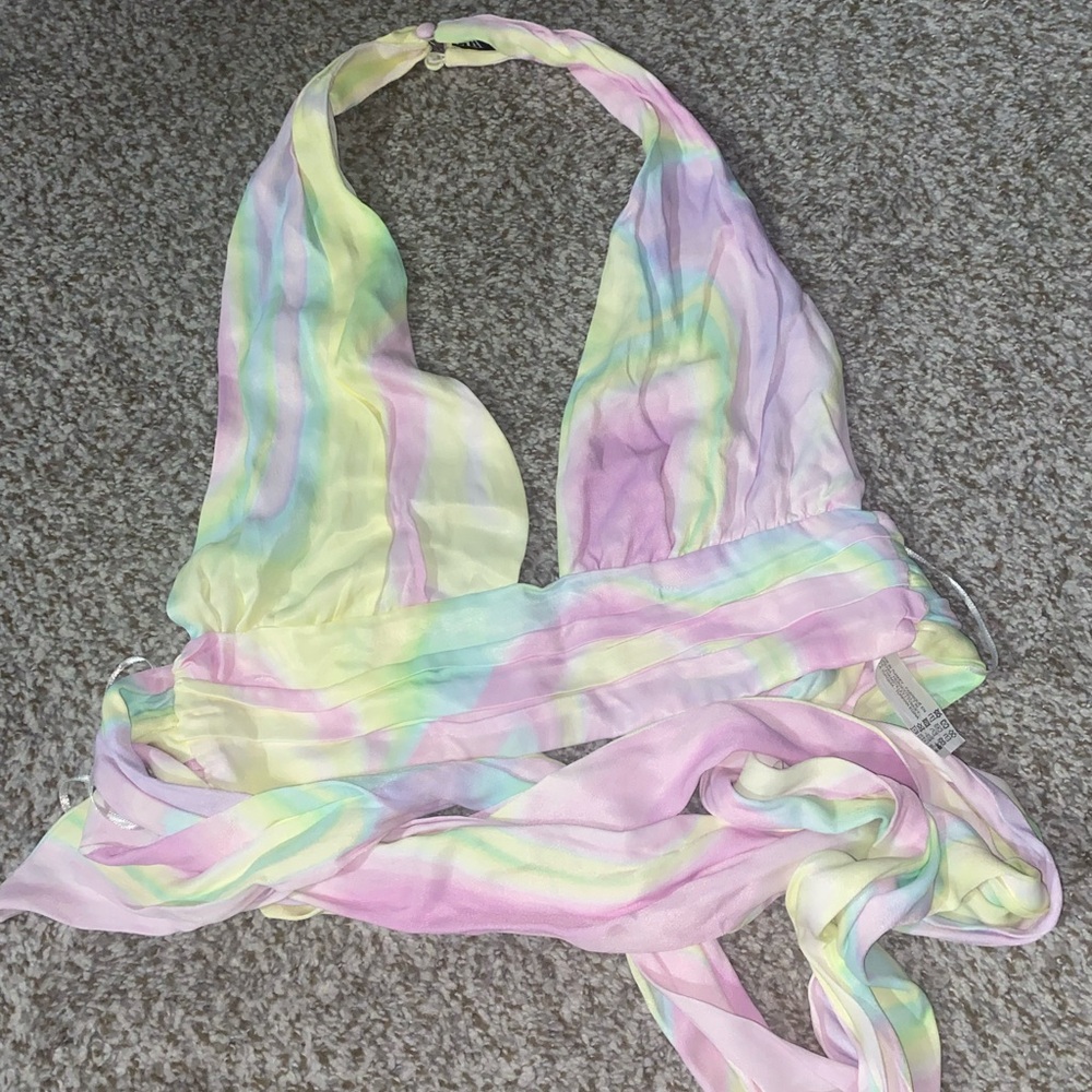 Zara Pastel Tie-Dye Halter Top